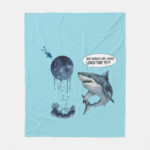 Funny shark scuba diver cozy fleece blanket