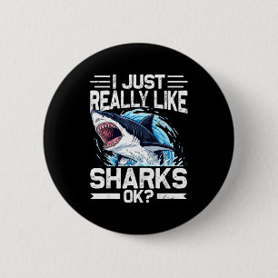 Funny Shark Shirt For Men Women Sea Animal Shark L Button