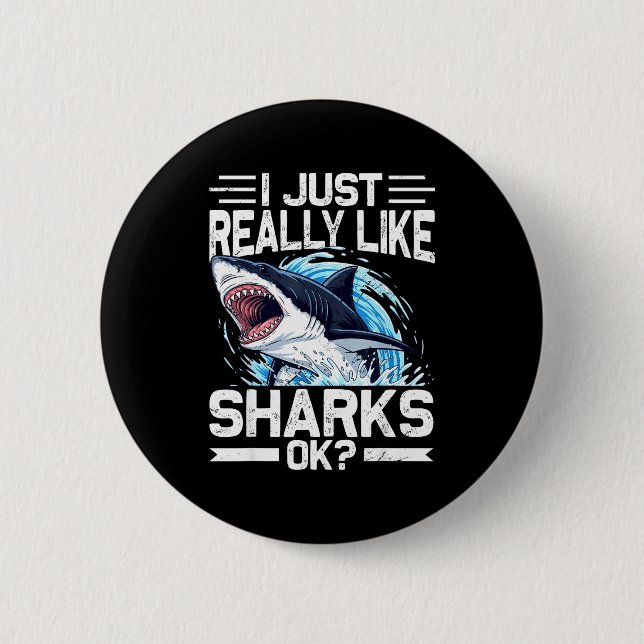 Funny Shark Shirt For Men Women Sea Animal Shark L Button (Front)