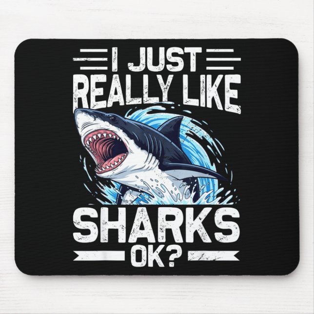 Funny Shark Shirt For Men Women Sea Animal Shark L Mouse Pad (Front)