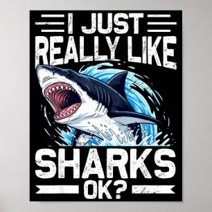 Funny Shark Shirt For Men Women Sea Animal Shark L Poster