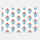 funny Shark the herald angel sing christmas card Wrapping Paper Sheets (Front 3)