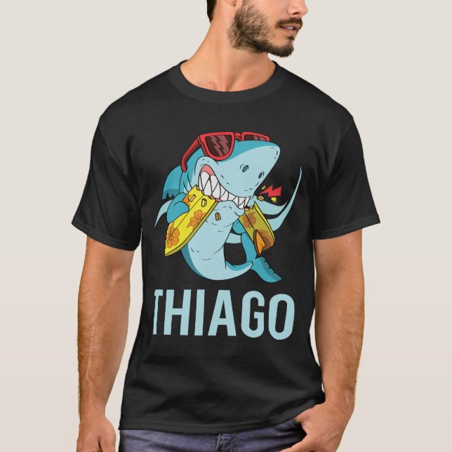 Funny Shark - Thiago Name T-Shirt (Front)