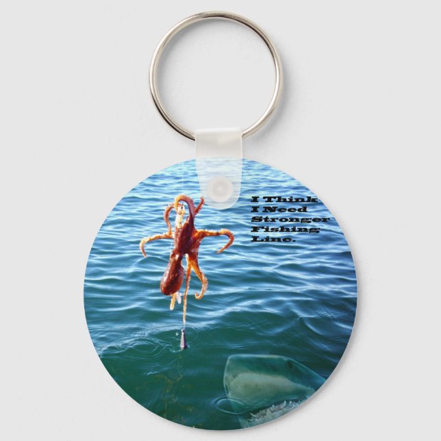 Funny Shark Wants Octopus, Keychain (Back)