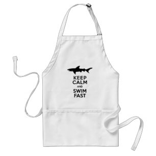 Funny Shark Warning - Keep Calm and Swim Fast Adult Apron
