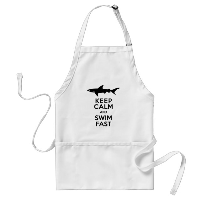Funny Shark Warning - Keep Calm and Swim Fast Adult Apron (Front)