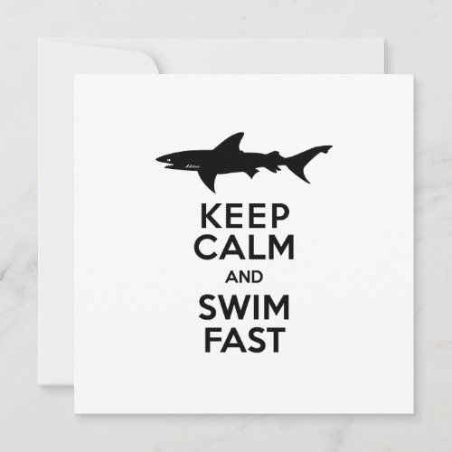 Funny Shark Warning _ Keep Calm and Swim Fast Invitation