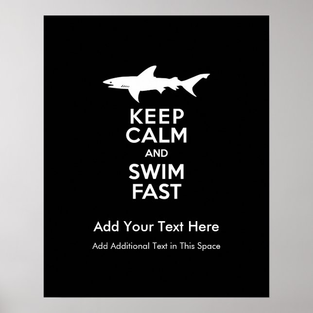 Funny Shark Warning - Keep Calm and Swim Fast Poster (Front)