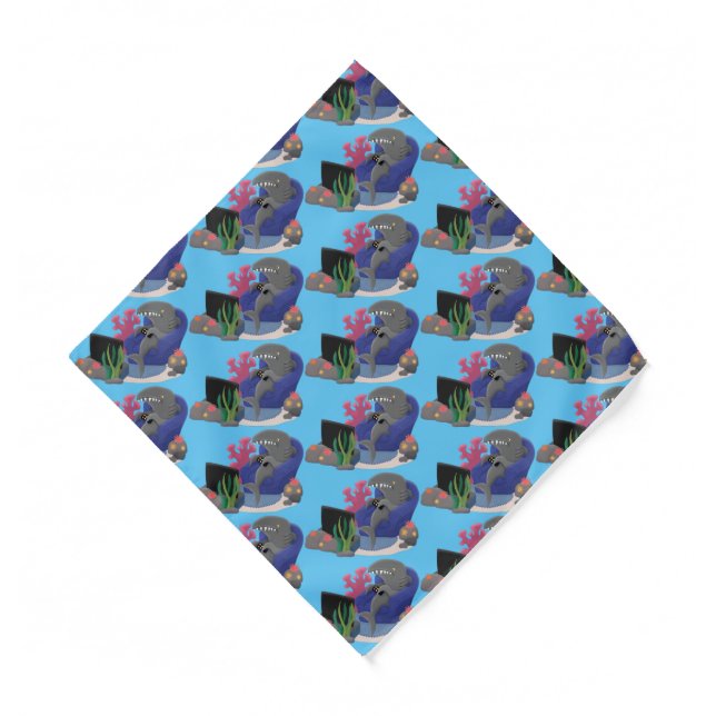 Funny shark watching TV cartoon  Bandana (Front)