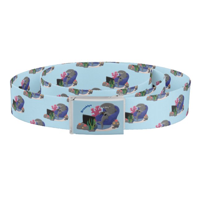 Funny shark watching TV cartoon Belt (Coil)
