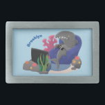 Funny shark watching TV cartoon Belt Buckle<br><div class="desc">This funny design features a shark watching TV. A fishing show perhaps? Drawn in fun cartoon illustration style.</div>