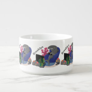 Funny shark watching TV cartoon Bowl