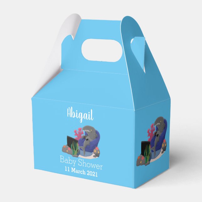 Funny shark watching TV cartoon Favor Boxes (Front Side)