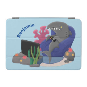 Funny shark watching TV cartoon iPad Mini Cover