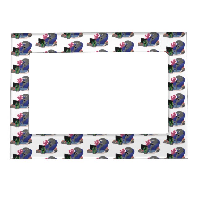 Funny shark watching TV cartoon Magnetic Frame (Front)