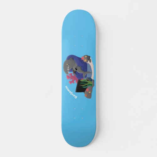 Funny shark watching TV cartoon Skateboard