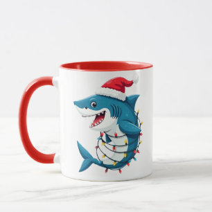 Funny Shark Wearing Santa Christmas Hat  Mug