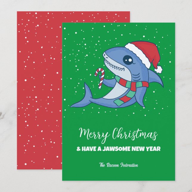 Funny Shark Winter Holiday Merry Christmas (Front/Back)