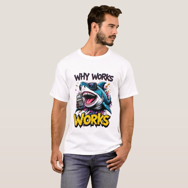 Funny Shark with Calculator T-Shirt  (Front Full)