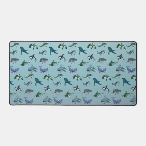 Funny Sharks and Whales Desk Mat