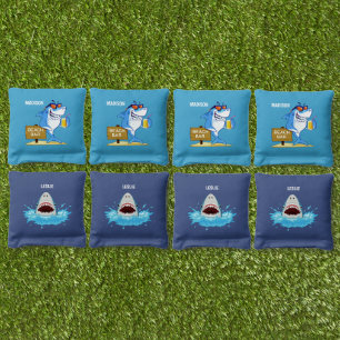 Funny Sharks custom names Cornhole Bags