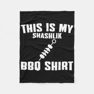 Funny Shashlik Lover Humor Russian Bbq Outfit Meat Fleece Blanket