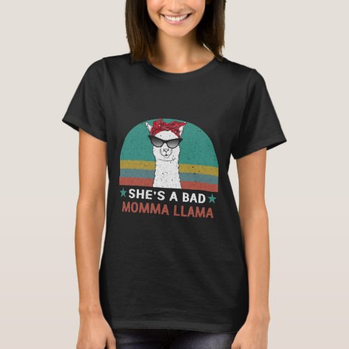 Funny She_s a Bad Momma Llama Mama Gift T_Shirt