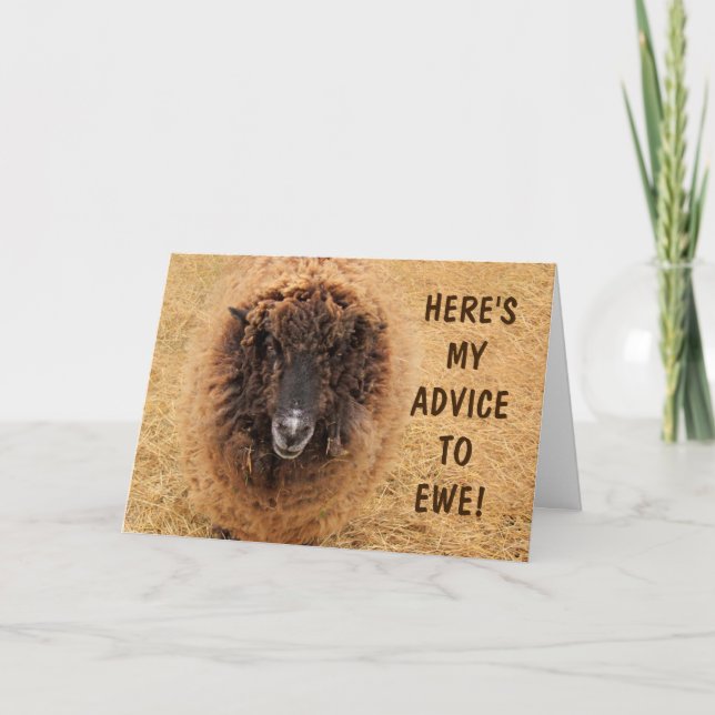 Funny Sheep Advice Wisdom Birthday Card (Front)