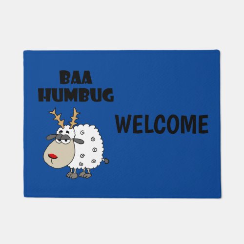 Funny Sheep Bah Humbug Christmas Pun Cartoon Doormat