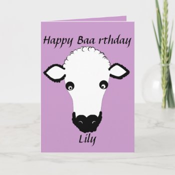 Funny Sheep Birthday  Baa Rthday  Add Name Front Card by artistjandavies at Zazzle