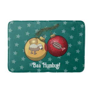 Funny Sheep Christmas Candy Baa Humbug Cartoon Bath Mat