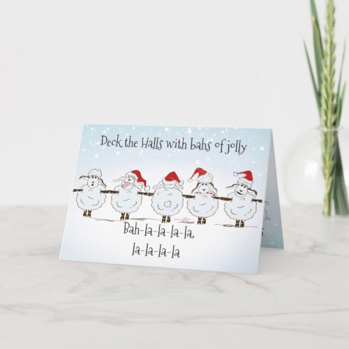 Funny Sheep Christmas  Deck the Halls Holiday Card