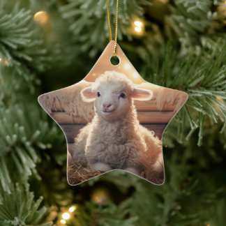 Funny sheep christmas, Gift for farm lovers Ceramic Ornament