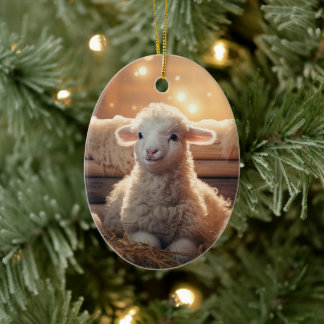 Funny sheep christmas, Gift for farm lovers Ceramic Ornament