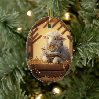 Funny sheep christmas, Gift for farm lovers Ceramic Ornament