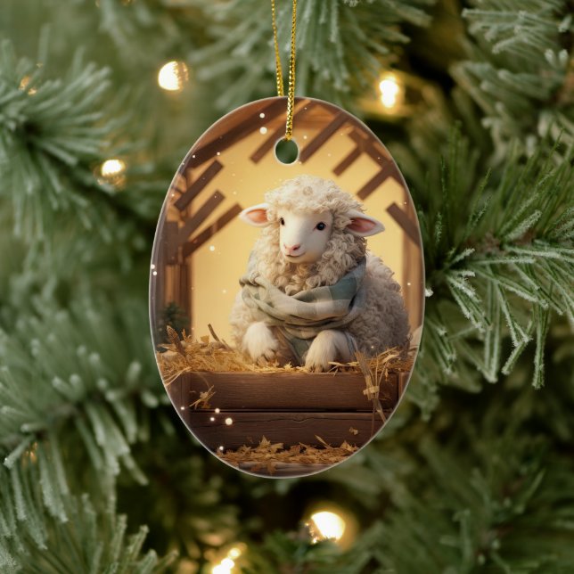 Funny sheep christmas, Gift for farm lovers Ceramic Ornament (Tree)
