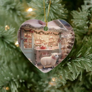 Funny sheep christmas, Gift for farm lovers Ceramic Ornament