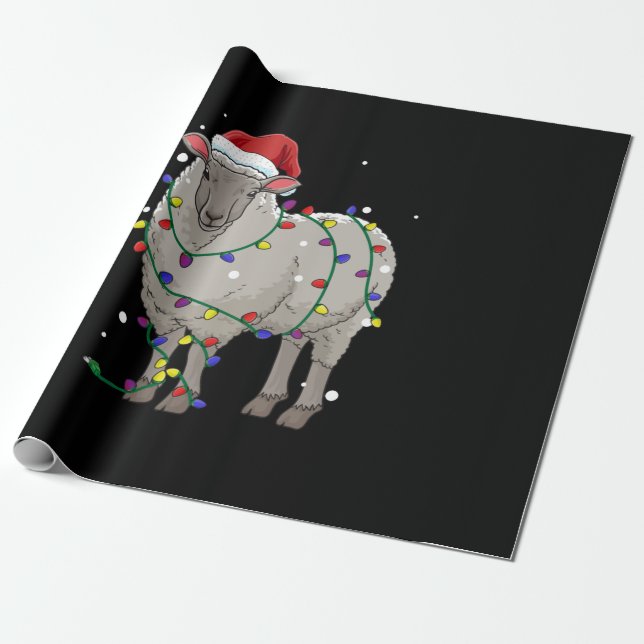 Funny Sheep Christmas | Santa Claus Gift Wrapping Paper (Unrolled)