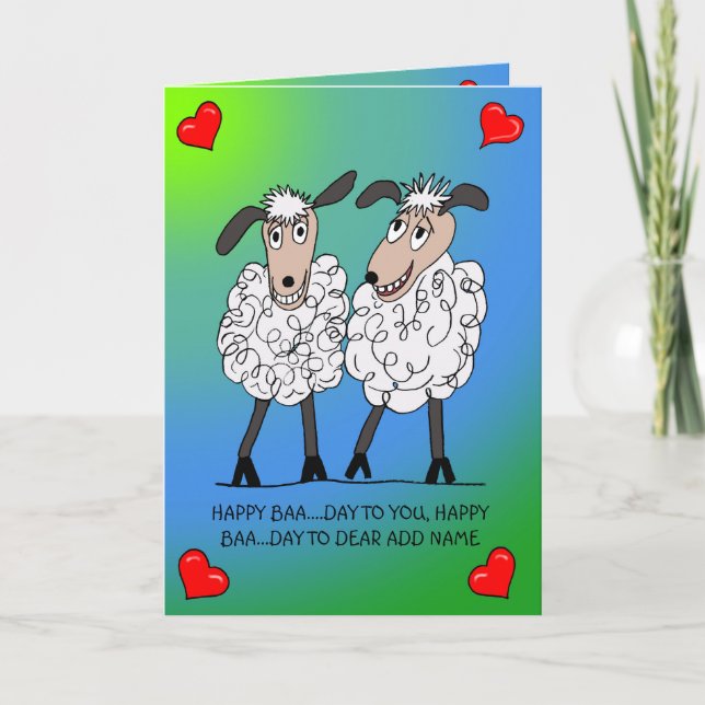 Funny sheep couple birthday card (Front)