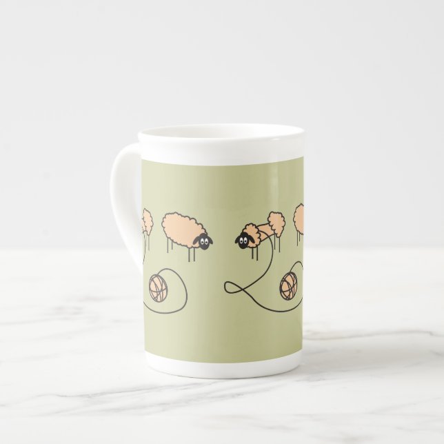 Funny Sheep custom Bone China Mug (Front Left)