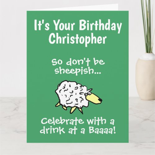 Funny Sheep Design Cartoon Birthday Card