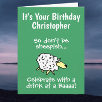 Funny Sheep Design Cartoon Birthday Card