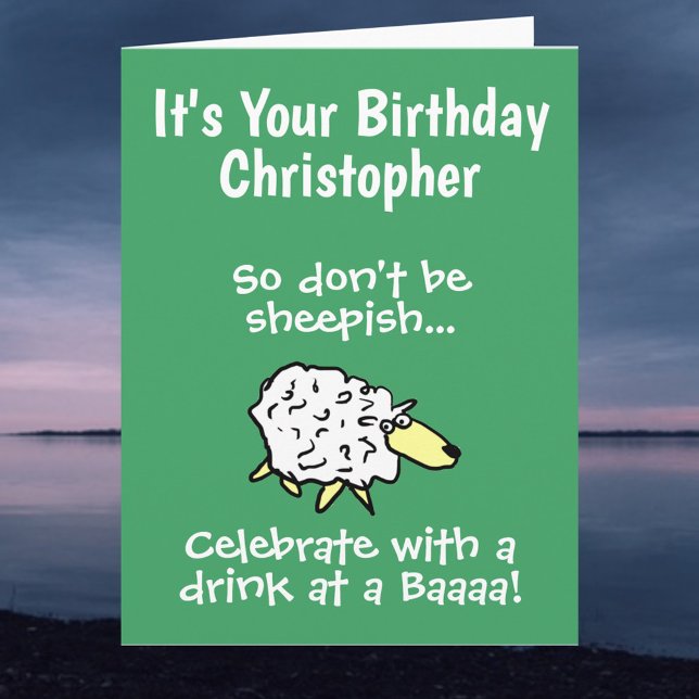 Funny Sheep Design Cartoon Birthday Card (Creator Uploaded)