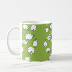 Funny sheep doing yoga, sketch coffee mug