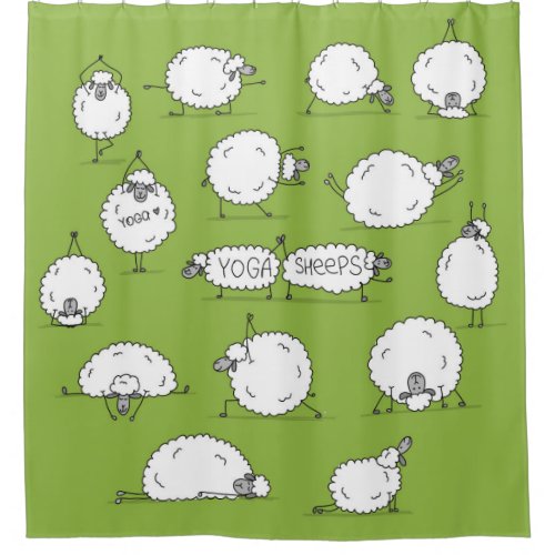 Funny sheep doing yoga sketch shower curtain