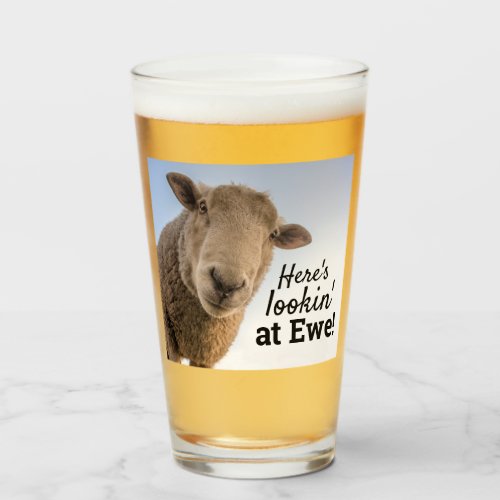 Funny Sheep Heres Lookin At Ewe Photo Glass