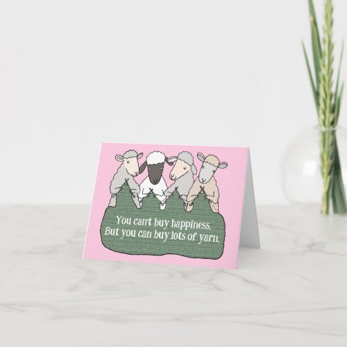 Funny Sheep knitting Yarn Cute Knitter Birthday  Card