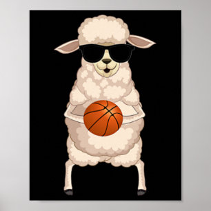 Funny Sheep Lamb Wearing Sungles Playing Sketll Poster