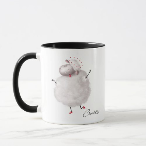 Funny Sheep Love Heart Personalized Name Mug