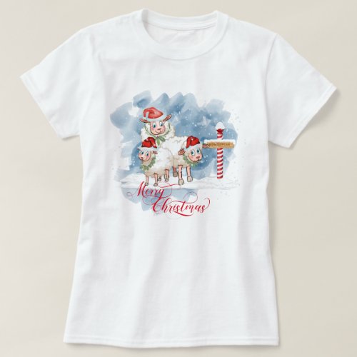 Funny Sheep Lovers Christmas North Pole T_Shirt